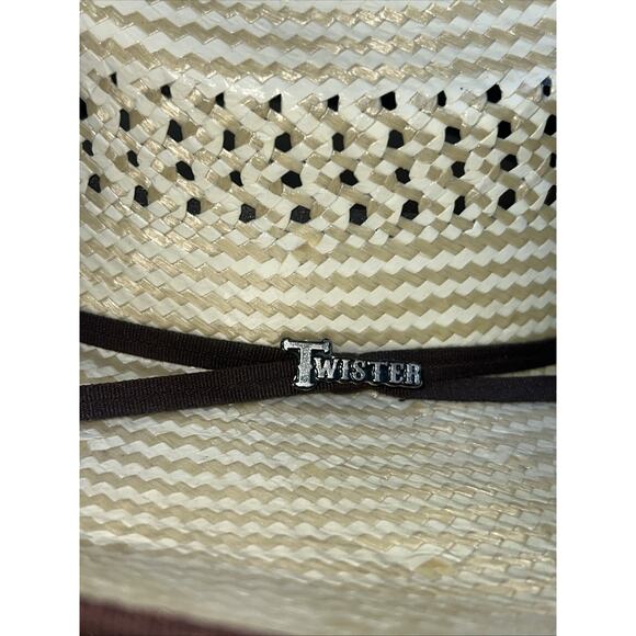 Twister Straw Western Cowboy Hat Size 7/56 Rodeo Equestrian Hard Straw Polyrope - Picture 6 of 11